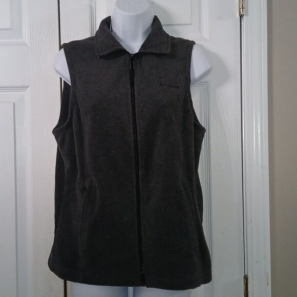 Columbia charcoal gray fleece zip front vest Sz S NWOT - Picture 1 of 8